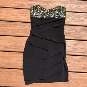 B Smart Formal Strapless Gold Sequin Dress